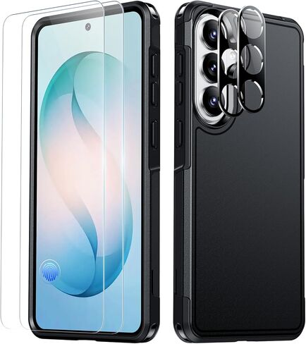 جراب SPIDERCASE مصمم لهاتف Samsung Galaxy S26، [حماية من السقوط بدرجة عسكرية 10 أقدام]، عبوتان [واقي شاشة من الزجاج المقسى + واقي عدسة الكاميرا] جراب شديد التحمل مقاوم للصدمات، أسود in Saudi Arabia
