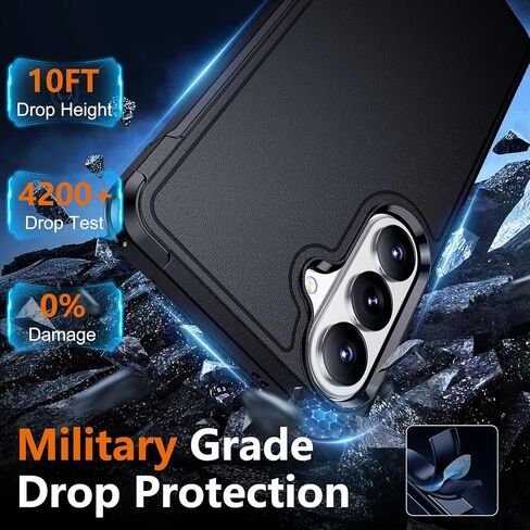 جراب SPIDERCASE مصمم لهاتف Samsung Galaxy S26، [حماية من السقوط بدرجة عسكرية 10 أقدام]، عبوتان [واقي شاشة من الزجاج المقسى + واقي عدسة الكاميرا] جراب شديد التحمل مقاوم للصدمات، أسود in Saudi Arabia