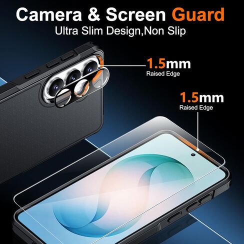 جراب SPIDERCASE مصمم لهاتف Samsung Galaxy S26، [حماية من السقوط بدرجة عسكرية 10 أقدام]، عبوتان [واقي شاشة من الزجاج المقسى + واقي عدسة الكاميرا] جراب شديد التحمل مقاوم للصدمات، أسود in Saudi Arabia