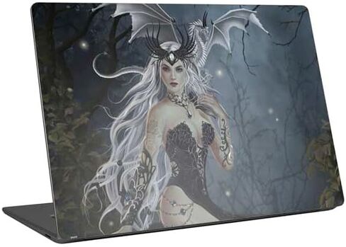 Skinit Laptop Decal Skin Compatible with Universal Laptop 17in (13.8 x 10in) - Nene Thomas Gothic Queen with Silver Dragon by Nene Thomas Design in Saudi Arabia