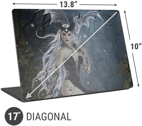 Skinit Laptop Decal Skin Compatible with Universal Laptop 17in (13.8 x 10in) - Nene Thomas Gothic Queen with Silver Dragon by Nene Thomas Design in Saudi Arabia