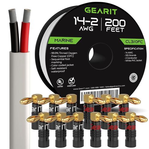 200ft 14 AWG CL3 Marine Wire & 12 Rt Angle Banana in Saudi Arabia