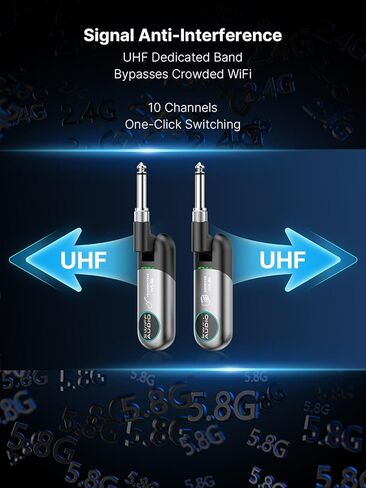 نظام جيتار لاسلكي، جهاز استقبال إرسال جيتار لاسلكي SWIFF AUDIO مع 10 قنوات، تصميم واجهة مزدوجة نظام جيتار لاسلكي لأجهزة صوت 6.35 مم/3.5 مم in Kuwait