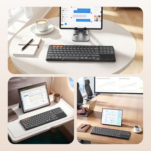 MEETION Bluetooth Foldable Keyboard with Touchpad & Numeric Keypad, Wireless Folding Keyboard, Portable Multi-Device Keyboards, Full-Size Travel Business Design for Windows Mac iOS Android iPad Tablet in Saudi Arabia