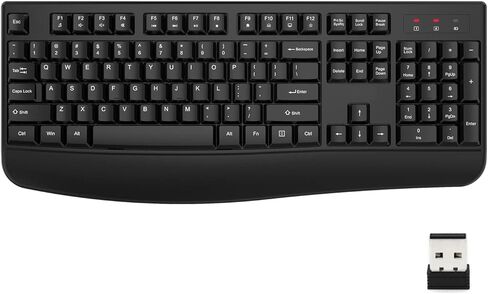 لوحة مفاتيح EDJO اللاسلكية، توصيل وتشغيل USB، متوافق مع Windows وMac (أسود) in Kuwait