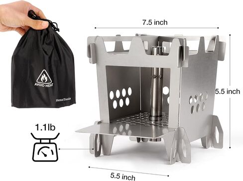 Wood Burning Camping Rocket Stove, Portable Backpacking Stainless Steel Wood Stove Camping Gear Accessories for Emergency Survival Outdoor Hiking Travel Picnic BBQ in Saudi Arabia