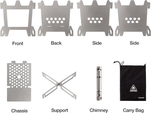 Wood Burning Camping Rocket Stove, Portable Backpacking Stainless Steel Wood Stove Camping Gear Accessories for Emergency Survival Outdoor Hiking Travel Picnic BBQ in Saudi Arabia