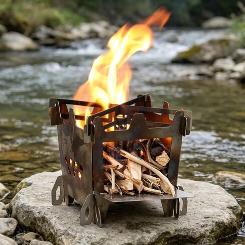 Wood Burning Camping Rocket Stove, Portable Backpacking Stainless Steel Wood Stove Camping Gear Accessories for Emergency Survival Outdoor Hiking Travel Picnic BBQ in Saudi Arabia