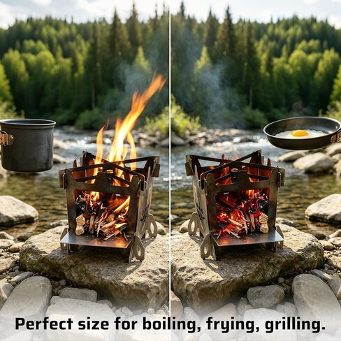 Wood Burning Camping Rocket Stove, Portable Backpacking Stainless Steel Wood Stove Camping Gear Accessories for Emergency Survival Outdoor Hiking Travel Picnic BBQ in Saudi Arabia