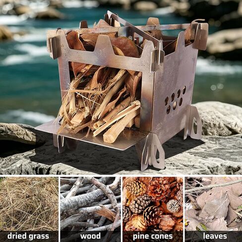Wood Burning Camping Rocket Stove, Portable Backpacking Stainless Steel Wood Stove Camping Gear Accessories for Emergency Survival Outdoor Hiking Travel Picnic BBQ in Saudi Arabia