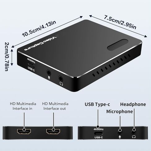 Video Capture Card, 4K 60Hz 1080P 240HZ Ultra HD UVC UAC Standard HDMI Video Capture Card, USB C Powered, Supports HDR and HDCP 2.2, Plug and Play in Saudi Arabia