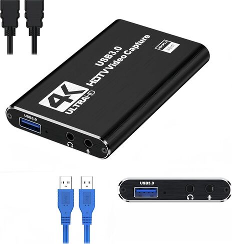 4K HDTV Video Capture Card with 1080P 60FPS, USB 3, 0 Game Recorder for Streaming/Gaming/Meetings - Plug & Play, Ultra-Low Latency, HDR Support in Saudi Arabia