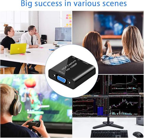 Video Capture Card, VGA to USB Capture Adapter with Microphone Input, HD 1080P Video Adapter with OTG Cable, for Live Broadcast, Wii U, Laptops, Monitors, Video Conferencing and Games in Saudi Arabia