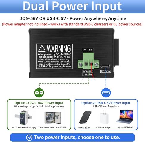 محول جيجابت إيثرنت 12 منفذًا، محول شبكة صناعية غير مُدارة، مدخل طاقة مزدوج (USB-C 5V/DC 9-56V)، 10/100/1000 ميجابت في الثانية، التوصيل والتشغيل، DIN-Rail وحامل الحائط، للمنزل والمكتب والأتمتة in Saudi Arabia