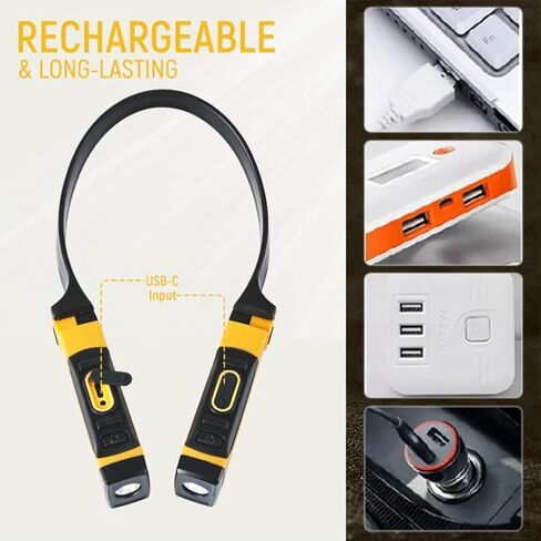 مصباح قراءة USB قابل لإعادة الشحن، ضوء كتاب للرقبة، مستويين للسطوع، أذرع قابلة للانحناء للقراءة والتخييم والإصلاح in Kuwait
