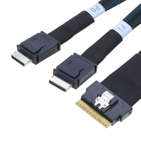 SlimSAS 8X to 2X OCulink 4X, SFF-8654 8i to SFF-8611 4X 4ix2 Converters Cable 50cm 19.7in Fast Data Transmission in Saudi Arabia