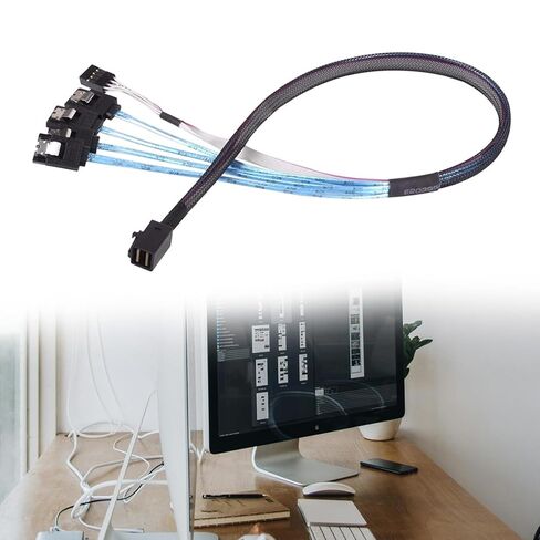 0.5M MiniSAS SFF-8643 to 4SATA Cable with Sideband for Workstations and Storage Racks Fast Speed Data Transfer in Saudi Arabia