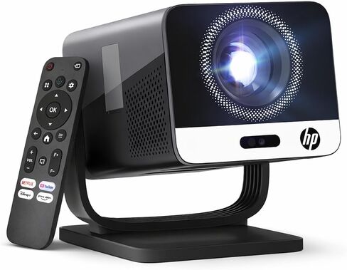 تطبيق HP MC475 المرخص رسميًا، جهاز عرض صغير أصلي بدقة 1080 بكسل عالي الدقة مع واي فاي وبلوتوث، جهاز عرض محمول يدعم 4K، تركيز تلقائي، جهاز عرض أفلام ذكي قصير المدى للأماكن الخارجية وغرفة النوم in Kuwait