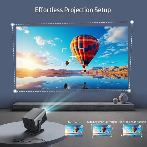 تطبيق HP MC475 المرخص رسميًا، جهاز عرض صغير أصلي بدقة 1080 بكسل عالي الدقة مع واي فاي وبلوتوث، جهاز عرض محمول يدعم 4K، تركيز تلقائي، جهاز عرض أفلام ذكي قصير المدى للأماكن الخارجية وغرفة النوم in Kuwait