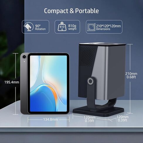 تطبيق HP MC475 المرخص رسميًا، جهاز عرض صغير أصلي بدقة 1080 بكسل عالي الدقة مع واي فاي وبلوتوث، جهاز عرض محمول يدعم 4K، تركيز تلقائي، جهاز عرض أفلام ذكي قصير المدى للأماكن الخارجية وغرفة النوم in Kuwait
