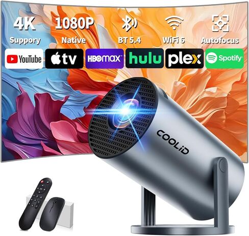 [Built-in Apps & 2026 Upgraded] Mini Projector Support 4K 1080P Auto Keystone 180° Rotatable with WiFi 6 and Bluetooth 5.4, Projector Portable Compatibile with HDMI/TV Stick/Memory Stick/Laptop-Black in Saudi Arabia