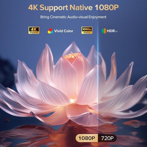 جهاز عرض [تلفزيون Google مرخص رسميًا]، جهاز عرض ذكي 4K&1080P مع واي فاي وبلوتوث، التركيز التلقائي وحجر المفاتيح، جهاز عرض فيديو فيلم التحكم الصوتي، جهاز عرض منزلي مع حامل دوار 360 درجة in Kuwait