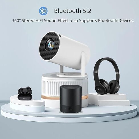 [180°Adjustable Stand] Smart Mini Projector with Android TV Phone Holder Upgraded Vacuum Magnetic Phone Holder, Auto Keystone, Portable Ceiling Projector for iOS and Android. in Saudi Arabia