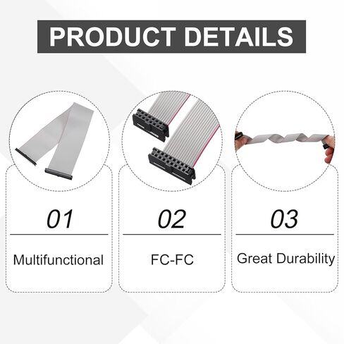 MECCANIXITY IDC Connector Flat Ribbon Cable, 40 Pins 2mm Pitch 30cm Length FC to FC Dual Female Connector Flat Ribbon Cable Wire for Industrial Electronics, Gray in Saudi Arabia