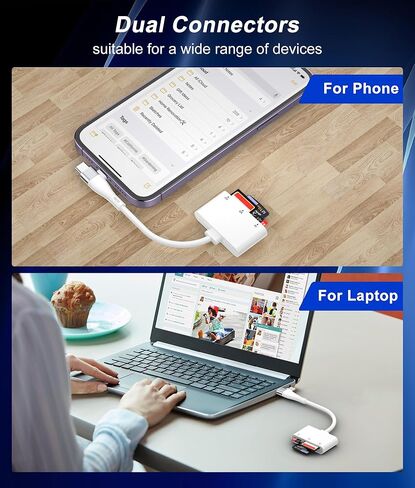 قارئ بطاقات XD، محول بطاقة ذاكرة 3 في 1 SD/TF/XD مع USB-C وLightning، متوافق مع بطاقة Olympus xD-Picture/SD/MicroSD، لهاتف iPhone 17/16/15/14/iPad/Android/MacBook in Saudi Arabia