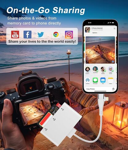 قارئ بطاقات XD، محول بطاقة ذاكرة 3 في 1 SD/TF/XD مع USB-C وLightning، متوافق مع بطاقة Olympus xD-Picture/SD/MicroSD، لهاتف iPhone 17/16/15/14/iPad/Android/MacBook in Saudi Arabia