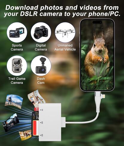قارئ بطاقات XD، محول بطاقة ذاكرة 3 في 1 SD/TF/XD مع USB-C وLightning، متوافق مع بطاقة Olympus xD-Picture/SD/MicroSD، لهاتف iPhone 17/16/15/14/iPad/Android/MacBook in Saudi Arabia