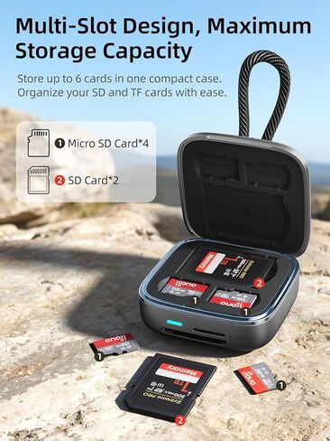 محول قارئ بطاقات llano SD&Micro SD، حامل قارئ بطاقات الذاكرة TF 3.0 مع تخزين بطاقات 6 فتحات، التوصيل والتشغيل، F18 2 في 1 USB C 3.0 قارئ البطاقات الذكية لأجهزة Mac وWindows وAndroid وLinux، أسود in Saudi Arabia
