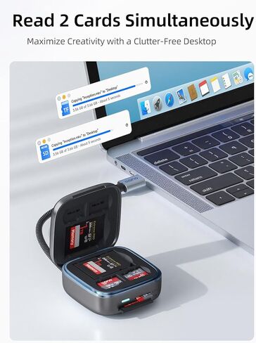 محول قارئ بطاقات llano SD&Micro SD، حامل قارئ بطاقات الذاكرة TF 3.0 مع تخزين بطاقات 6 فتحات، التوصيل والتشغيل، F18 2 في 1 USB C 3.0 قارئ البطاقات الذكية لأجهزة Mac وWindows وAndroid وLinux، أسود in Saudi Arabia