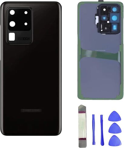 Galaxy S20 Ultra Back Glass Replacement for Samsung Galaxy S20 Ultra G988U All Carriers Housing Door Back Rear Cover with Pre-Installed Camera Lens and Adhesive with Tools(Cosmic Black) in Saudi Arabia