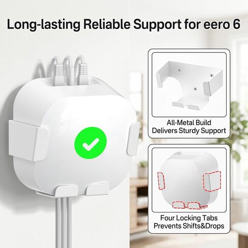 حامل تثبيت على الحائط لنظام eero 6 وeero 6+ Router Mesh WiFi - حامل حائط معدني لحامل الحائط eero 6 Plus/eero 6، حامل موفر للمساحة لحامل موسع eero 6 مع تصميم مفتوح مزود بفتحات تهوية in Saudi Arabia