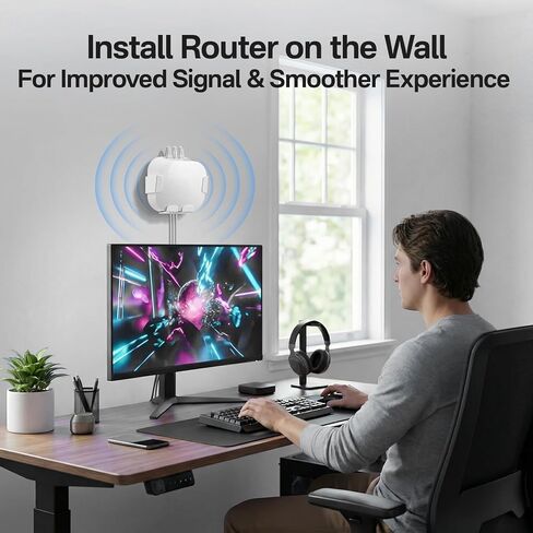 حامل تثبيت على الحائط لنظام eero 6 وeero 6+ Router Mesh WiFi - حامل حائط معدني لحامل الحائط eero 6 Plus/eero 6، حامل موفر للمساحة لحامل موسع eero 6 مع تصميم مفتوح مزود بفتحات تهوية in Saudi Arabia