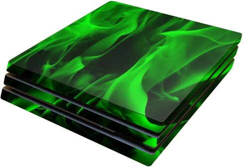 MightySkins Skin Compatible with Sony PS4 Pro Console - Green Flames | Protective, Durable, and Unique Vinyl Decal wrap Cover | Easy to Apply, Remove, and Change Styles | Made in The USA in Saudi Arabia