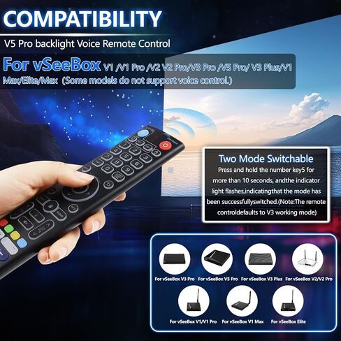 جهاز التحكم عن بعد الصوتي V5 Pro الجديد، متوافق مع جهاز التحكم عن بعد vSeeBox V1/V2، V5/V1/V2/V3 Pro، V3 Plus، V1 Max، Elite، Max Vsee Box in Kuwait
