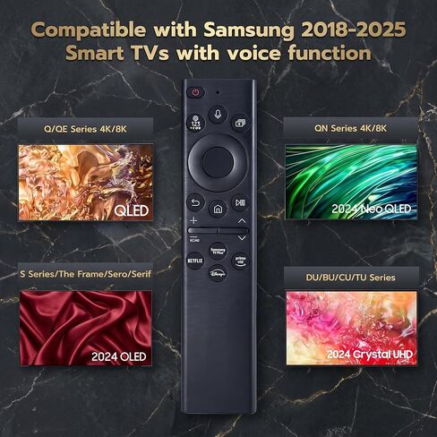 جهاز تحكم عن بعد عالمي لتلفزيون سامسونج الذكي، متوافق مع تلفزيون LED/LCD/بلازما QLED، مع Netflix، Prime Video، أزرار Hulu، التحكم الصوتي. in Kuwait
