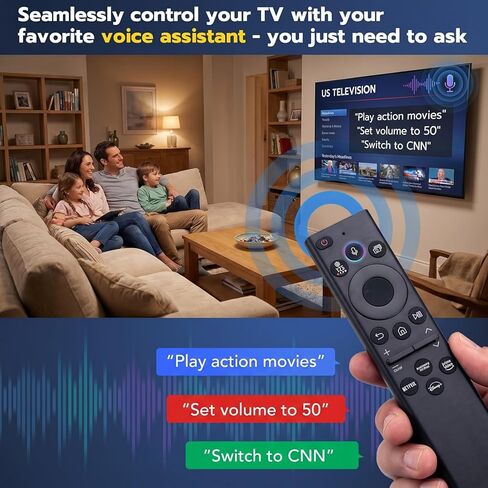 جهاز تحكم عن بعد عالمي لتلفزيون سامسونج الذكي، متوافق مع تلفزيون LED/LCD/بلازما QLED، مع Netflix، Prime Video، أزرار Hulu، التحكم الصوتي. in Kuwait
