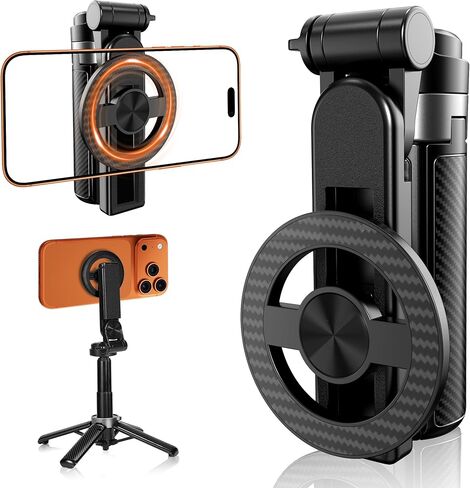 Pocket Phone Tripod, 3-in-1 Portable Selfie Stick Tripod with Remote, 360° Rotation Cell Phone Tripod Stand, Extendable Mini Tripod for iPhone Android Phones (Clip Mount) in Kuwait