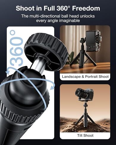 llano 16"/40cm Action Camera Tripod for DJI Osmo Pocket 4/3, Insta360 X5 X4 X3, Gopro Hero13/12, Extendable Mini Tripod with 1/4'' Screw, Small Selfie Stick for Sony, Canon, 360° Ball Head, Black in Saudi Arabia