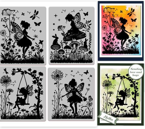 GLOBLELAND Vintage Fairy and Mushrooms Cling Rubber Stamp Butterfly 18x22cm Clear Stamps Embossing Stamp Seal for DIY Scrapbooking and Card Making Paper Craft Decor in Kuwait