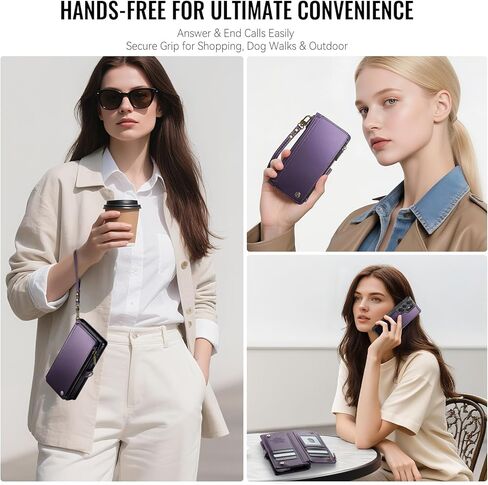 Defencase for Samsung Galaxy S24 Ultra Magnetic Wallet Case Compatible with Magsafe with RFID Blocking Zipper & Card Holder Women, PU Leather Detachable Phone Case for Galaxy S24 Ultra 6.8", Purple in Saudi Arabia