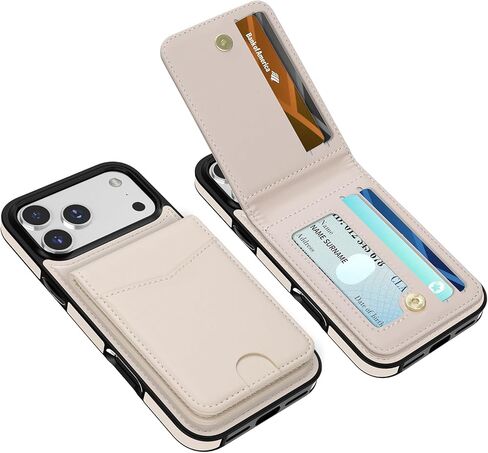 حافظة محفظة LOHASIC لهاتف iPhone 17 Pro Max، غطاء فليب أنيق من جلد البولي يوريثان مع خاصية حجب RFID، 4 فتحات للبطاقات ونافذة لبطاقة الهوية، حامل بطاقات تحميل جانبي مع حافظة واقية بمسند للنساء، أبيض عاجي in Kuwait