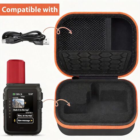 حافظة صلبة متوافقة مع جهاز Garmin inReach Mini 3 Plus Rugged Global Satellite Communicator، منظم حماية مع فتحة إسفنجية للمشي لمسافات طويلة والتخييم والعتاد - حافظة فقط (أسود) in Saudi Arabia