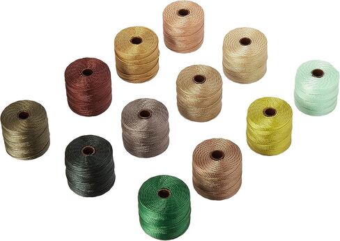 Beadsmith S-Lon #18 Cord, Multipack with 12 Spools (Summer Mix), Ideal for Stringing Beading Crochet and Micro-Macrame Jewelry in Saudi Arabia