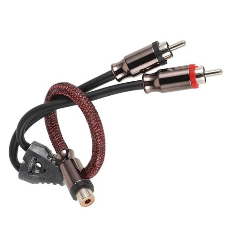 RCA Wire to Dual Male RCA Cable, Pure Copper Car Audio Signal Cable with Red Mesh Sleeve for Subwoofer and Stereo Speaker System Installation in Saudi Arabia