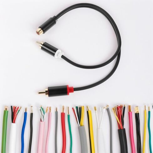 CALLARON 2pcs 0. Gold-Plated Female to Dual Male RCA Audio Splitter Cable for Car Speaker Adapter Extension, Y-Shaped Aux Audio Wire Compatible with Car Stereo Amplifier Systems in Saudi Arabia
