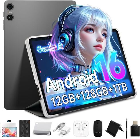 جهاز لوحي TECLAST Android 16 مقاس 10 بوصات، جهاز لوحي مزود بلوحة مفاتيح + حافظة + قلم + ماوس 10 ملحقات، ذاكرة وصول عشوائي 12 جيجابايت + ذاكرة تخزين داخلية 128 جيجابايت (1 تيرابايت TF)، وحدة المعالجة المركزية T7200 ثماني النواة، 5G Wi-Fi/Widevine L1/GPS/60 in Kuwait
